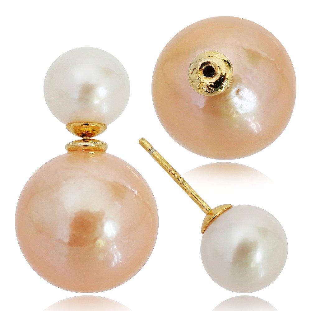 Approx Mm Edison Pearl Front Back Twin Pearl Double Stud