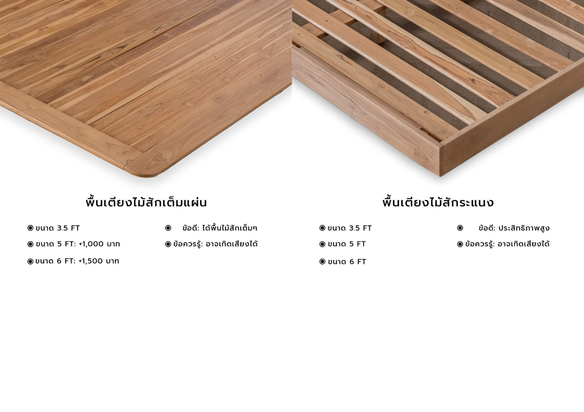 พื้นเตียงไม้สัก พื้นเตียงไม้สักเต็มแผ่นและพื้นเตียงไม้สักระแนง เปรียบเทียบคุณสมบัติ ข้อดีและข้อควรระวัง จาก Taweesak Furniture
