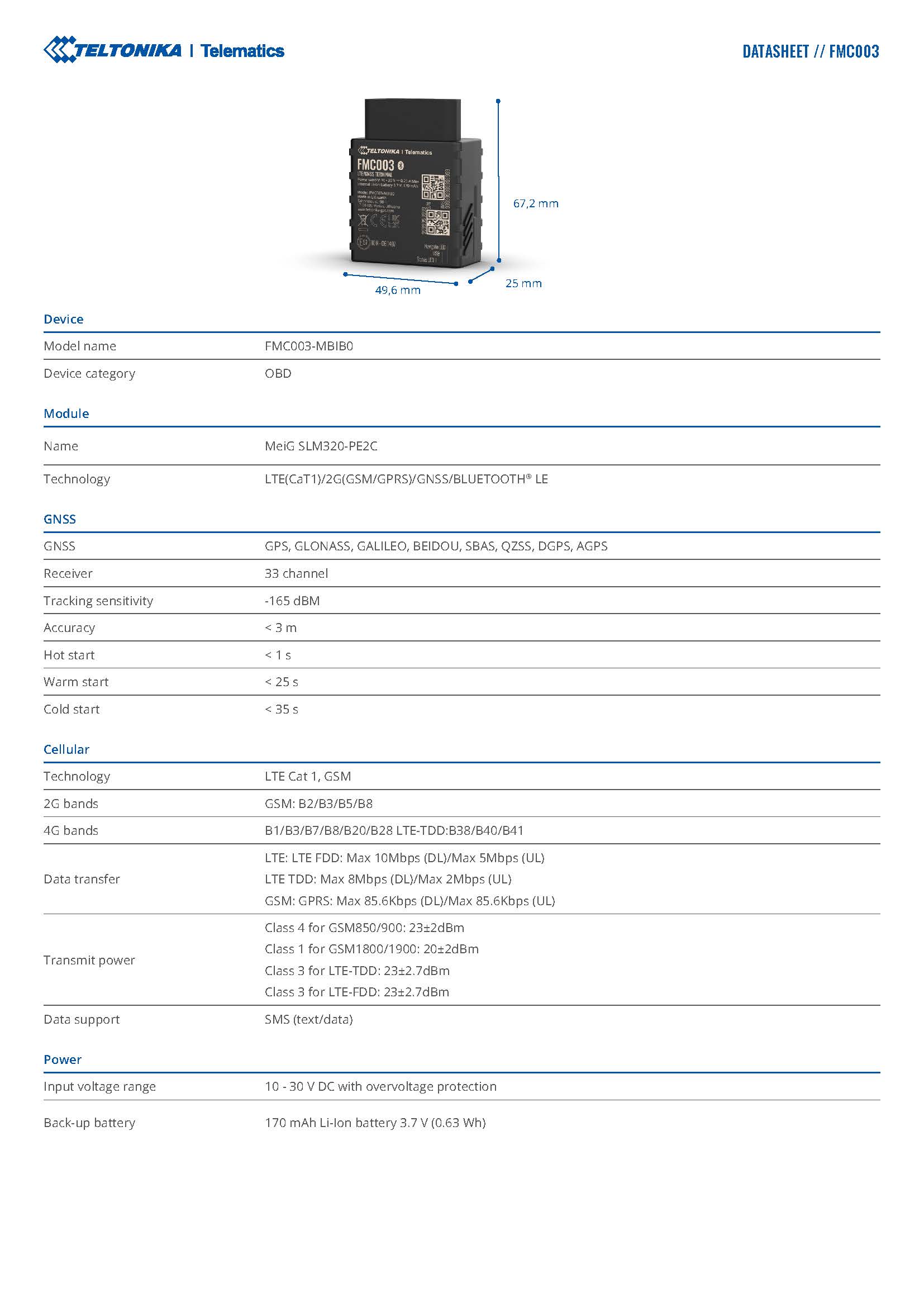 FMC003 Data Sheet page 2