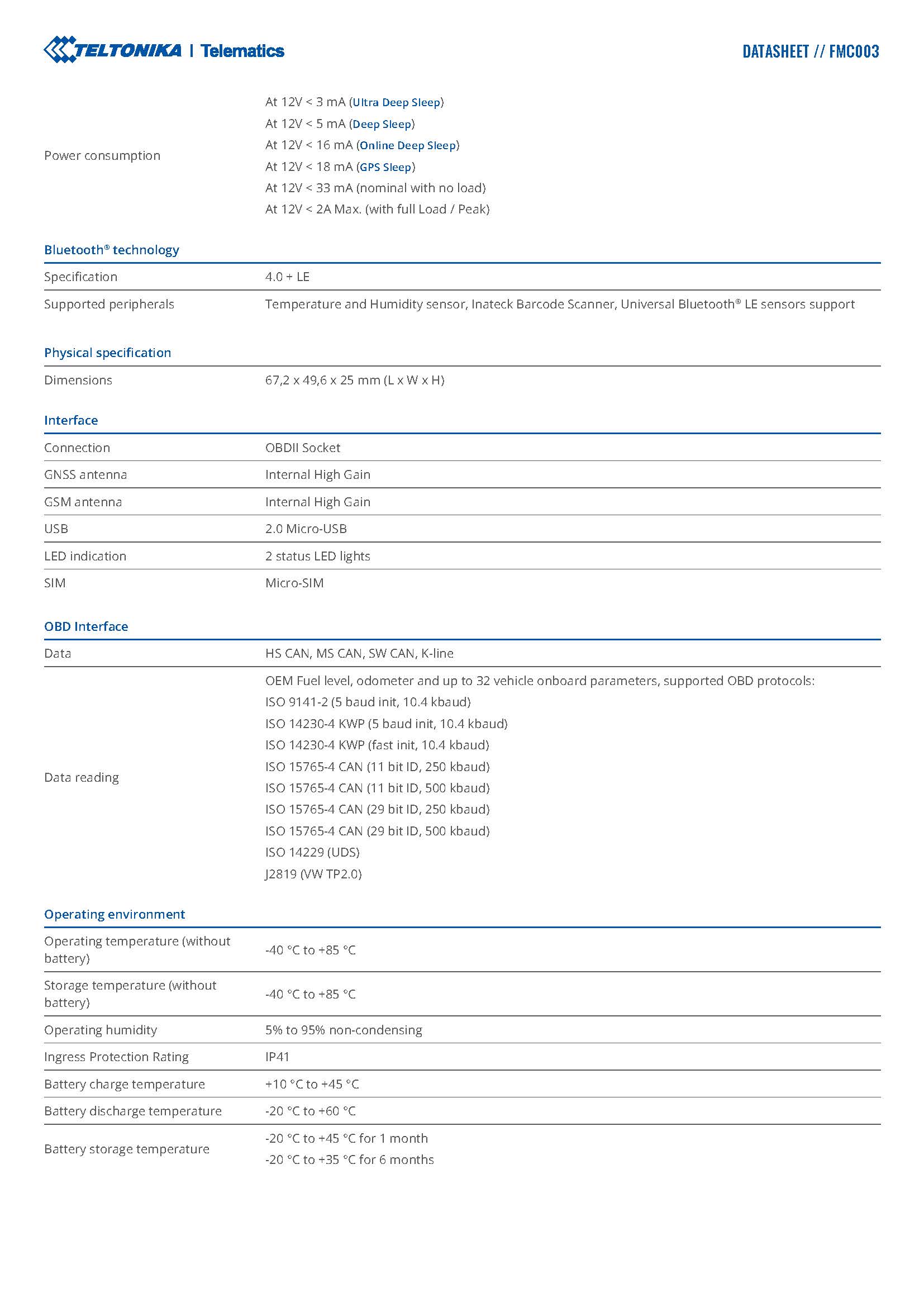 FMC003 Data Sheet page 3