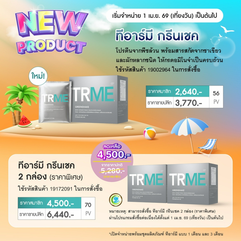 โปรโมชั่น นู สกิน nu skin promotion 4-26 trme green shake