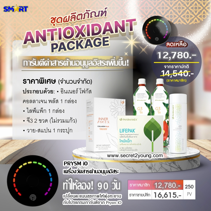 อาหารเสริม นู สกิน nu skin pharmanex Antioxydant Package prysm io score 1