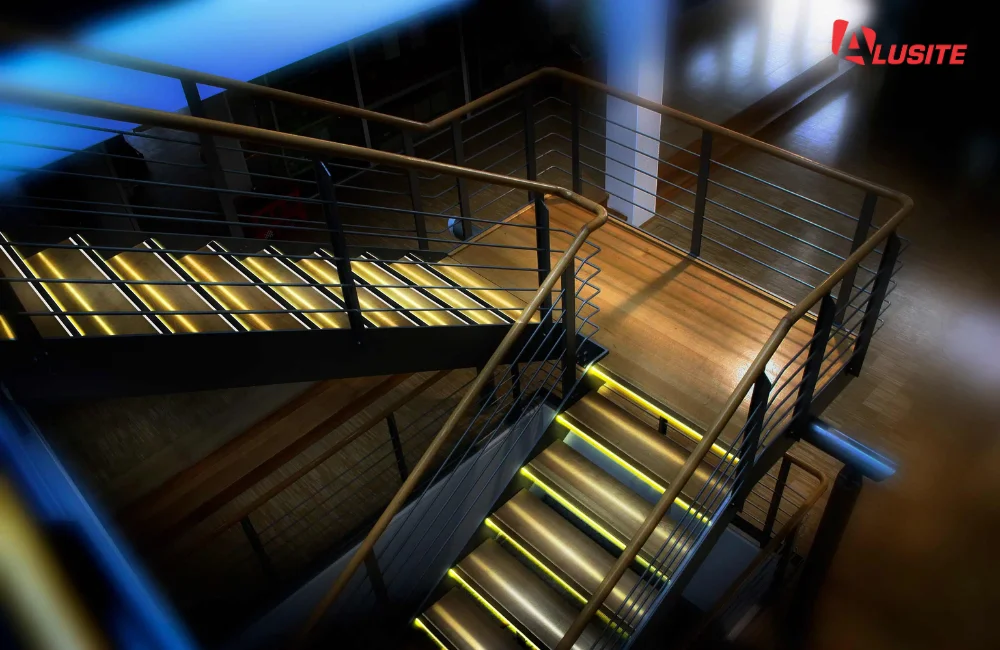 ติดตั้งจมูกบันไดอลูมิเนียมสำหรับไฟ LED