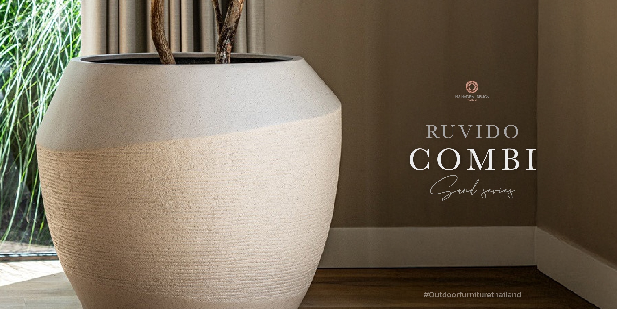 Ruvido Combi Sand is a premium planter by Luca Lifestyle with a refined Sand finish, ideal for enhancing indoor and outdoor spaces with elegant garden and landscape styling.