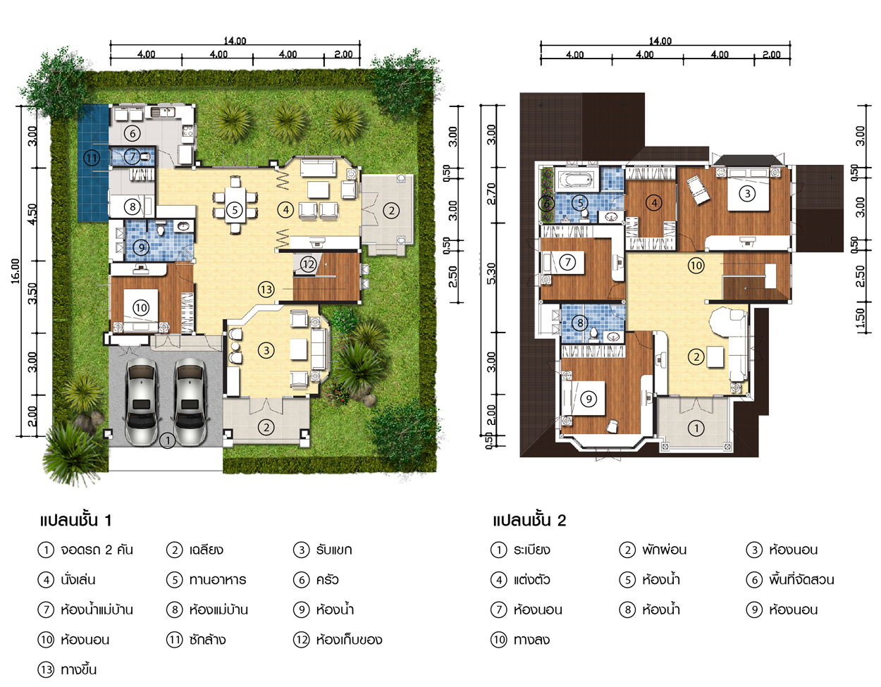 แปลนบ้าน 2 ชั้น 4 ห้องนอน บนที่ดินไม่เกิน 100 ตร.ว.