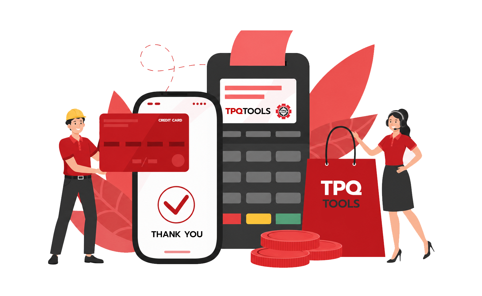 ศูนย์ข้อมูลการสั่งซื้อและชำระเงินแบบครบวงจร TPQTOOLS และ บริษัท ไทยพัฒนสิน ควอลิตี้ ทูลส์ จำกัด ได้รองรับช่องทางการชำระเงินที่หลากหลาย ทั้งการโอนเงินผ่านธนาคาร การสแกน QR Code / PromptPay การชำระผ่าน Payment Gateway และการชำระด้วยบัตรเครดิตหน้าร้าน เพื่อค