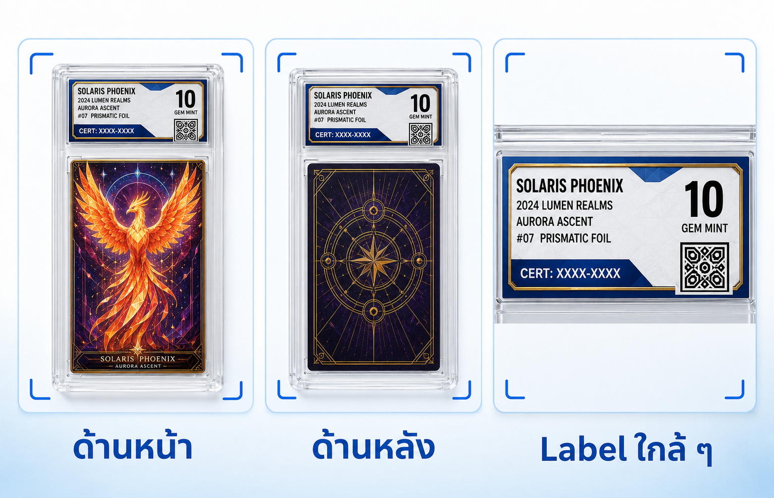 ตัวอย่างภาพด้านหน้า ด้านหลัง และ Label ของสแลบ
