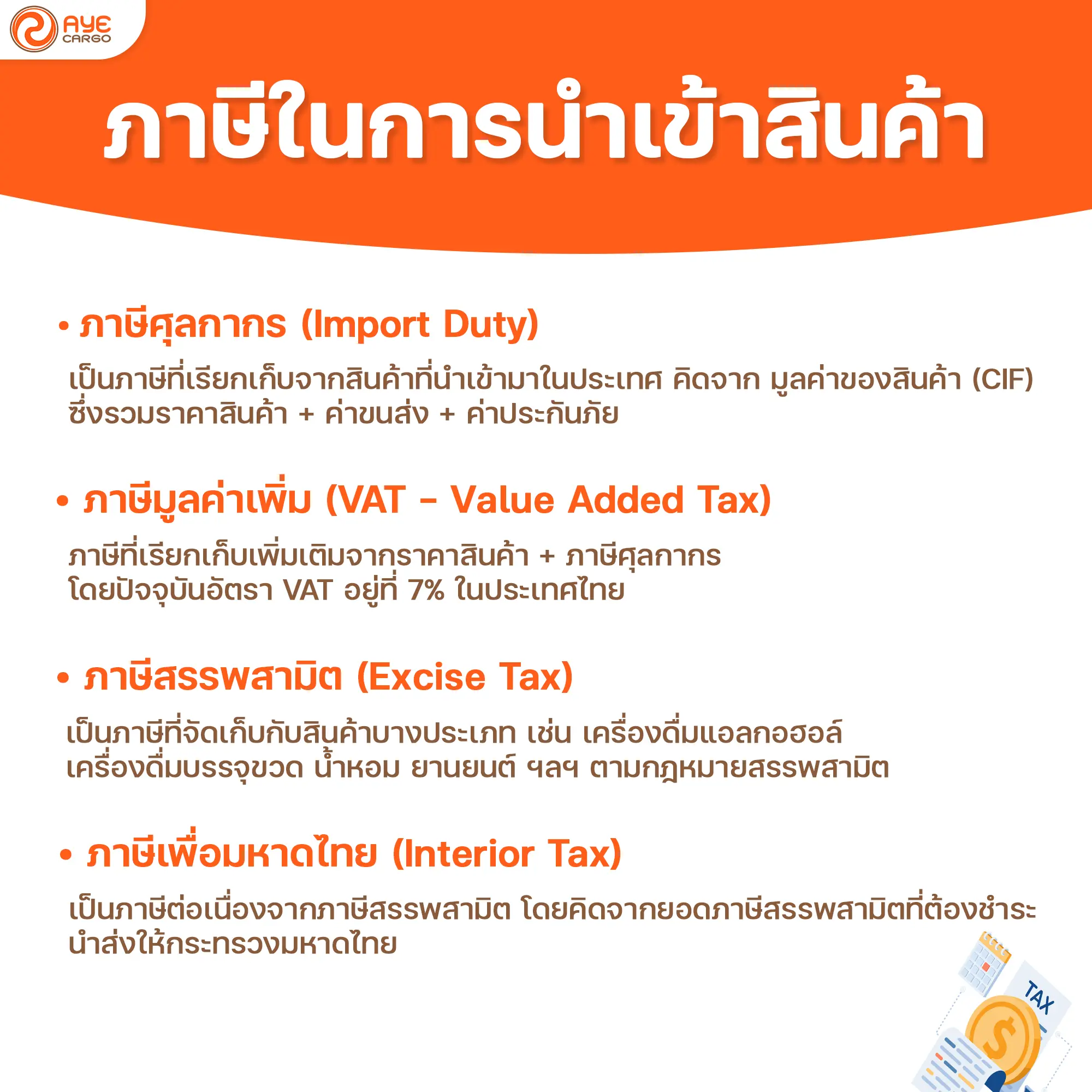 นําเข้าสินค้า เสียภาษีอะไรบ้าง