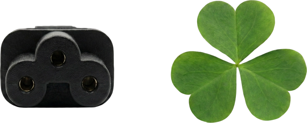 หัวปลั๊ก IEC 320 C5 เปรียบเทียบกับใบโคลเวอร์