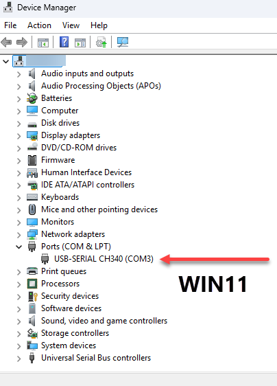 ภาพไดร์เวอร์ของสาย Console CH340 Chip บน Windows 11 ภาพไดร์เวอร์ของสาย Console CH340 Chip บน Windows 11