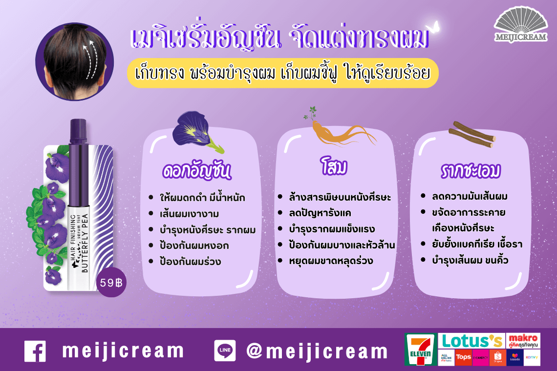 เมจิเซรั่มอัญชัน จัดแต่งทรงผม เจลใส่ผม มาสคาร่าอัญชัน มาสคาร่าเก็บไรผม มาสคาร่าผม มาสคาร่าสีใส เก็บลูกผมไรผม ผมชี้ฟู