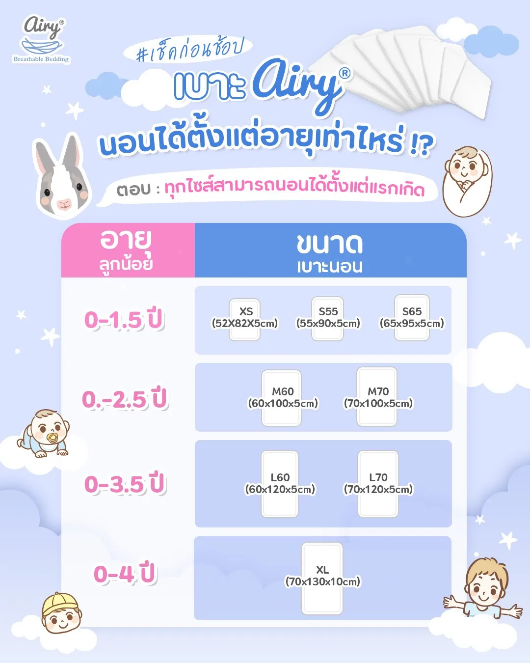 Airy เบาะนอนเด็กหายใจผ่านได้ รุ่น O2 ระบายอากาศดี ลดเสี่ยงขาดอากาศ สำหรับทารกแรกเกิด (11)
