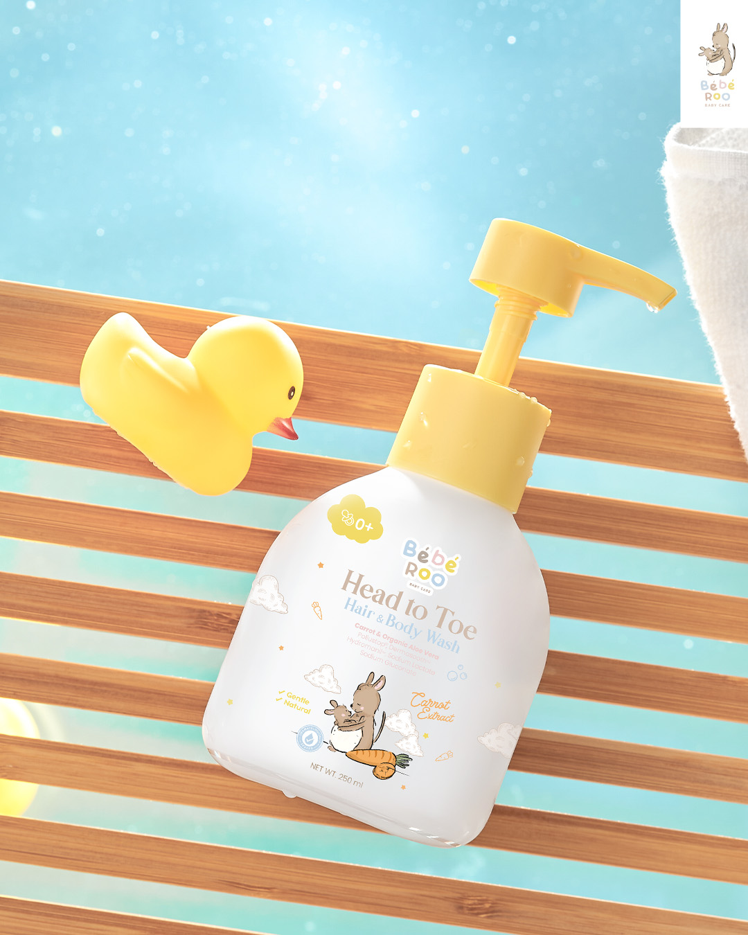 BEBE ROO สบู่เหลวอาบน้ำและสระผม Baby Head to toe (250ml.) (0m+) (2)