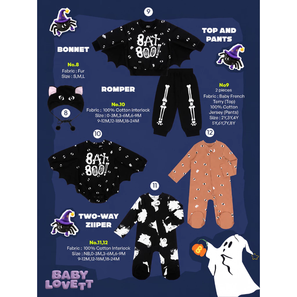 BabyLovett Boo Halloween ชุดนอนคลุมเท้า Two-Way Zipper (1)