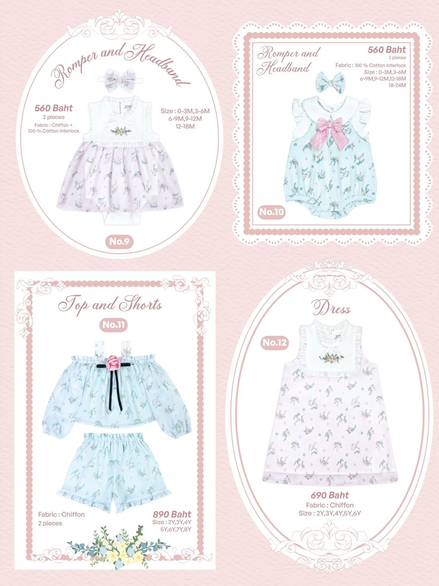 BabyLovett Villa Fontaine Collection Dress No.12 ชุดเดรสเด็กพิมพ์ลาย ตกแต่งระบายและโบว์ BabyLovett Villa Fontaine Collection Dress No.12 ชุดเดรสเด็กพิมพ์ลาย ตกแต่งระบายและโบว์