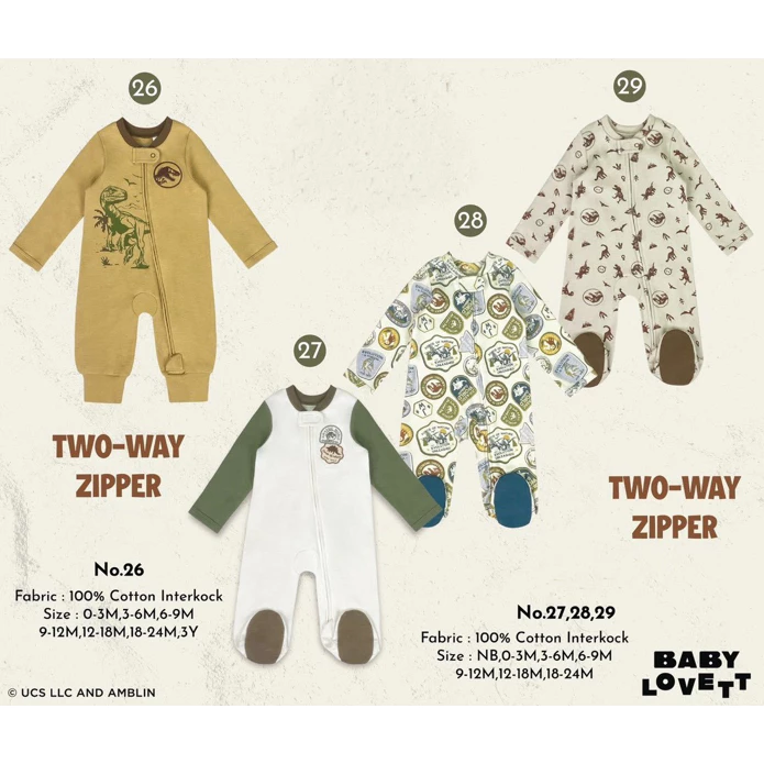 BabyLovett ชุดนอนเด็กปิดเท้า Jurassic World Collection