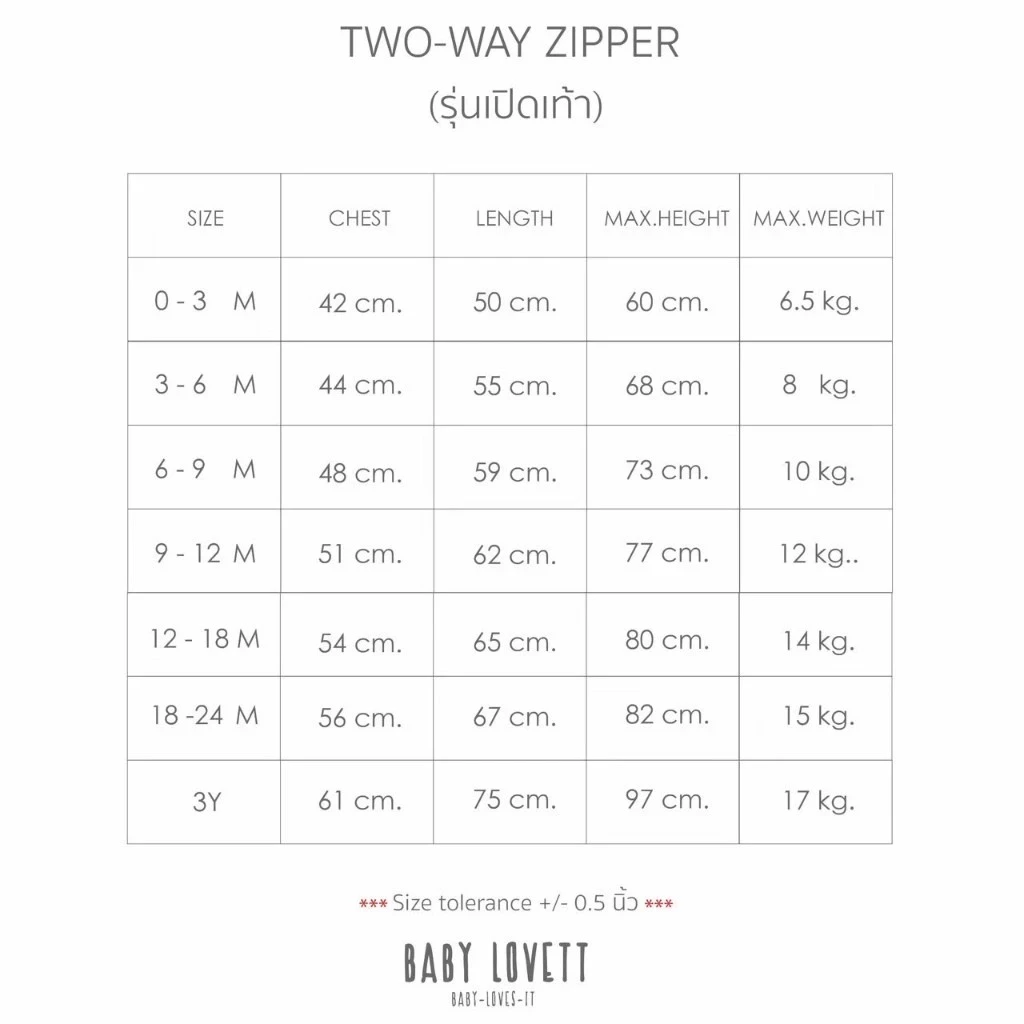 BabyLovett ชุดนอนเด็กเปิดเท้า Breakfast Collection ซิปคู่ Two-Way Zipper ผ้านุ่มสบาย (0M-3Y)