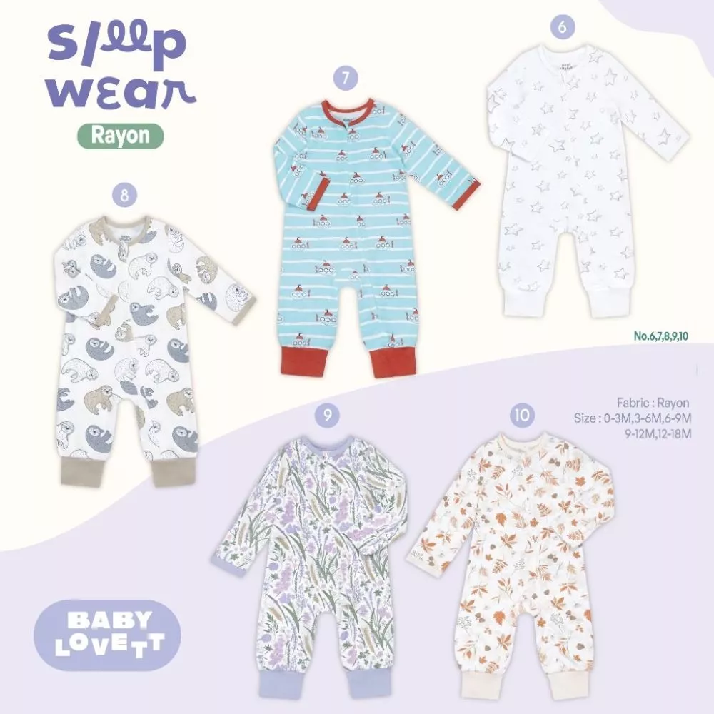 BabyLovett ชุดนอนเด็กเปิดเท้า ผ้า Rayon นุ่มพิเศษ ระบายอากาศดี (0-18 เดือน)