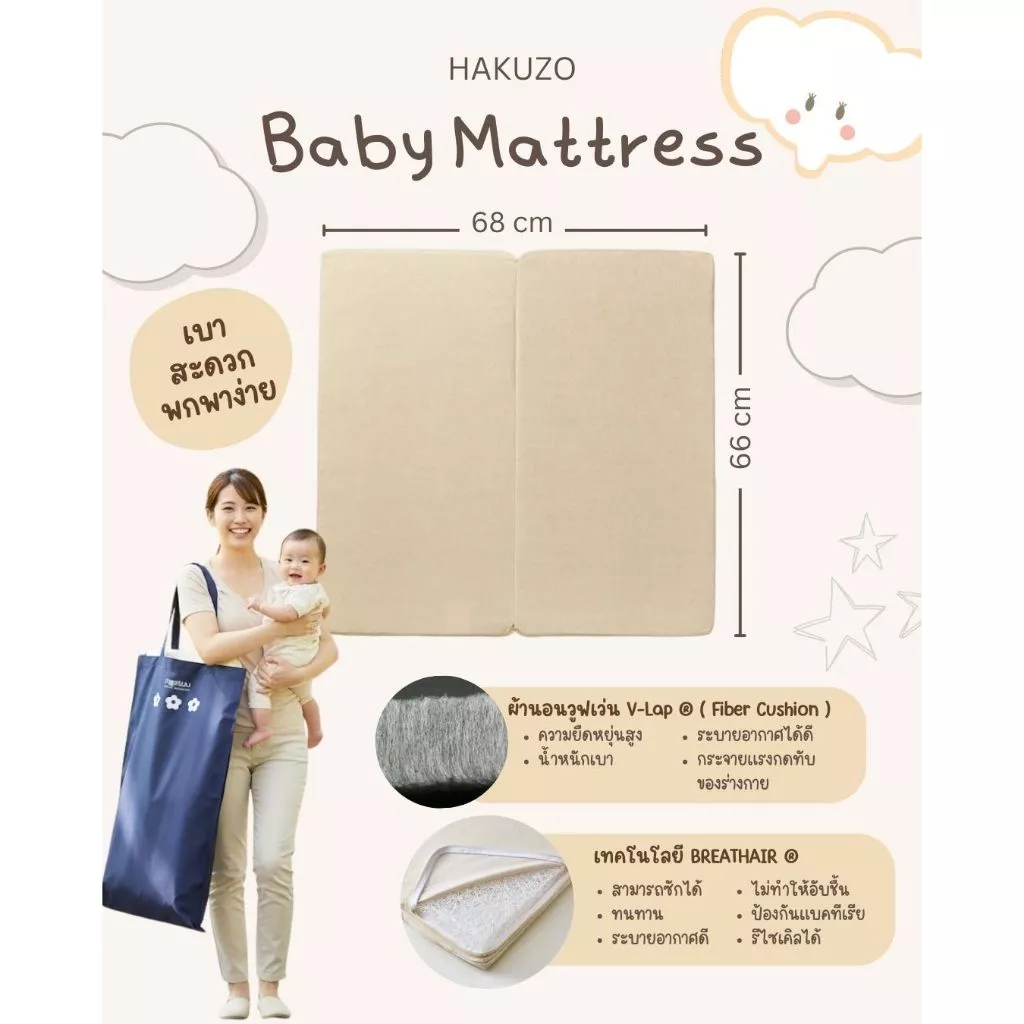 Hakuzo เบาะนอนสำหรับเด็กทารก แบบพกพา
