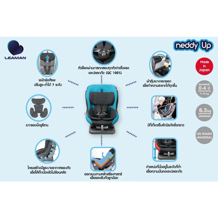LEAMAN คาร์ซีทเด็กแรกเกิด รุ่น neddy Up