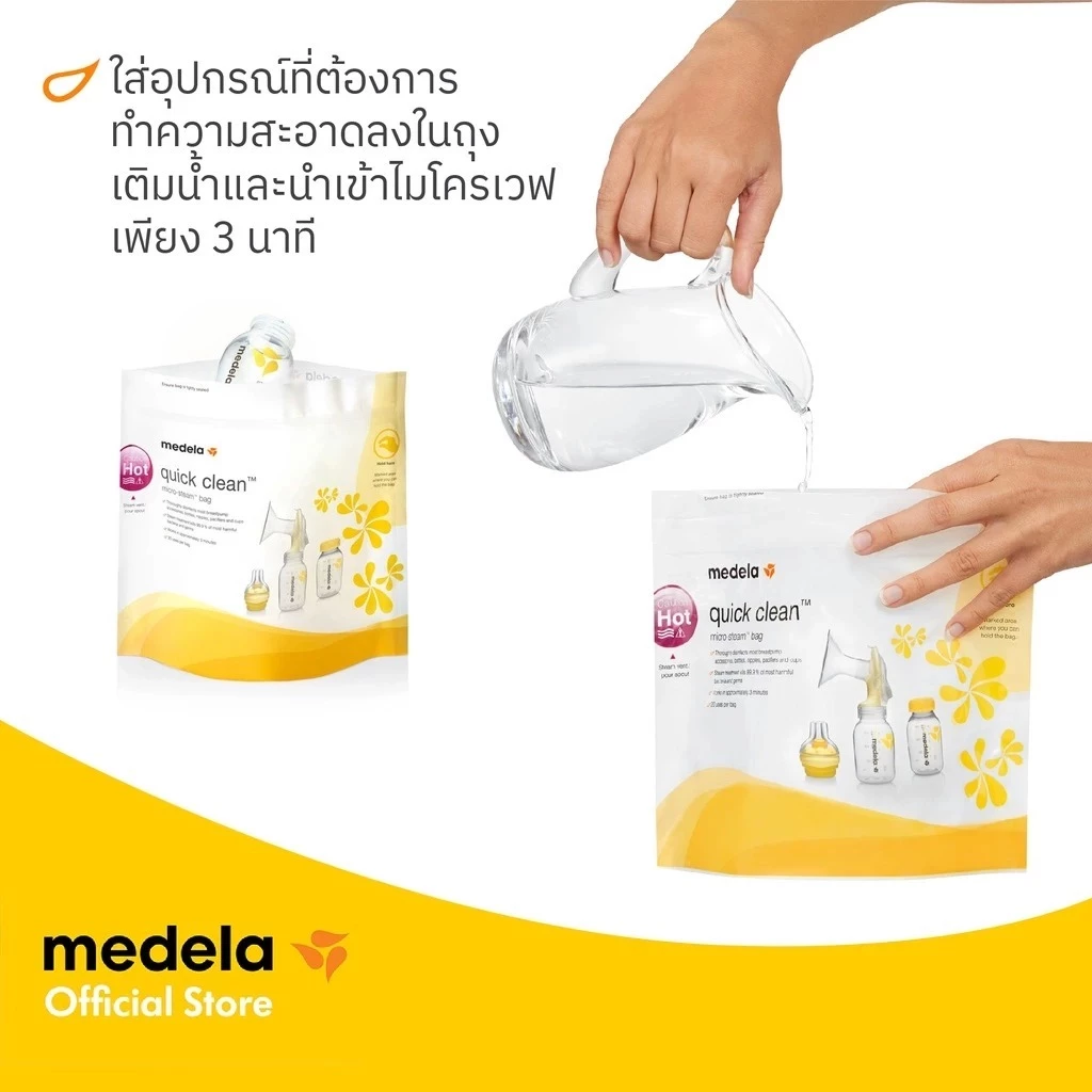 Medela Quick Clean Microwave Bags ถุงซิปฆ่าเชื้อไมโครเวฟ สำหรับอุปกรณ์ปั๊มนม