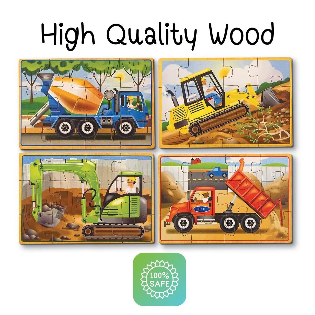 Melissa & Doug 4-in-1 Wooden Jigsaw Puzzles in a Box จิ๊กซอไม้ พร้อมกล่องไม้อย่างดี