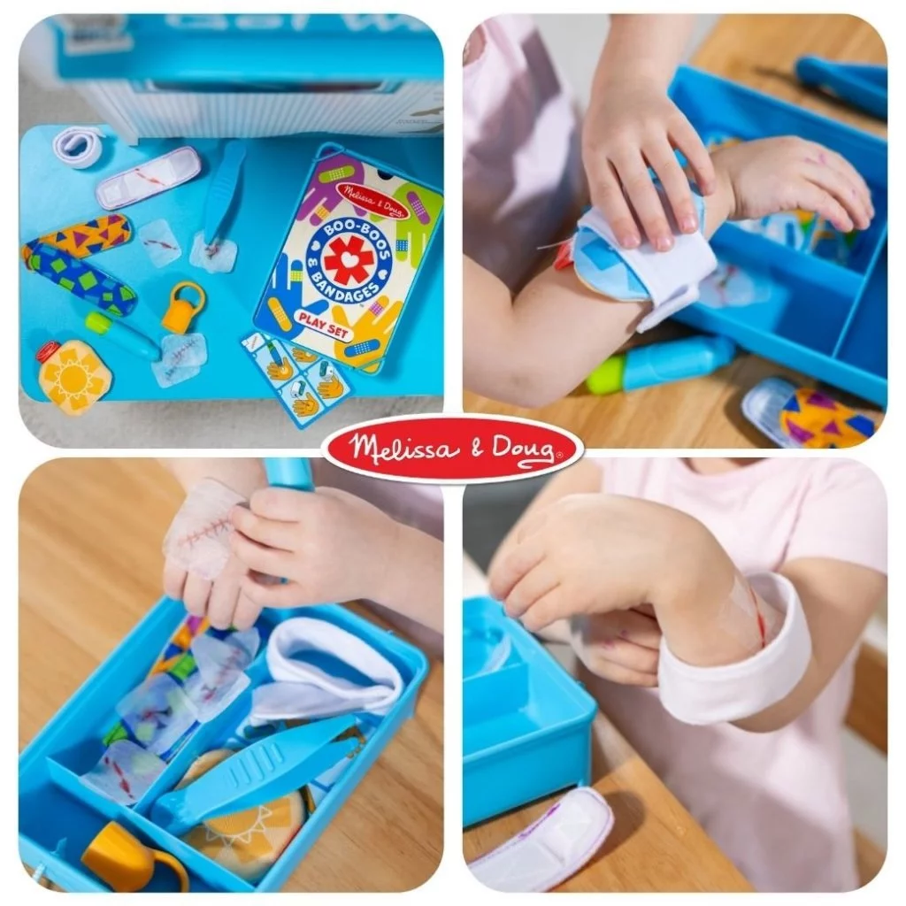 Melissa & Doug Boo-Boos & Bandages Reusable Play Set รุ่น 50167 ชุดคุณหมอ ทำแผล พลาสเตอร์ อุปกรณ์ปฐมพยาบาล มีกล่องเก็บ (1) Melissa & Doug Boo-Boos & Bandages Reusable Play Set รุ่น 50167 ชุดคุณหมอ ทำแผล พลาสเตอร์ อุปกรณ์ปฐมพยาบาล มีกล่องเก็บ (1)