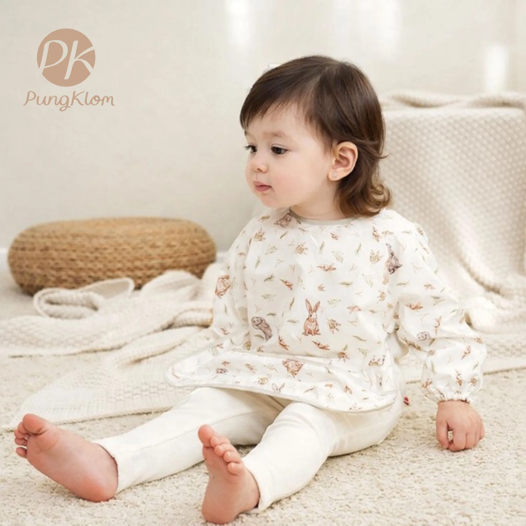 ผ้ากันเปื้อนเด็กแขนยาว เนื้อผ้ากันน้ำ Baby Long Sleeve Bib