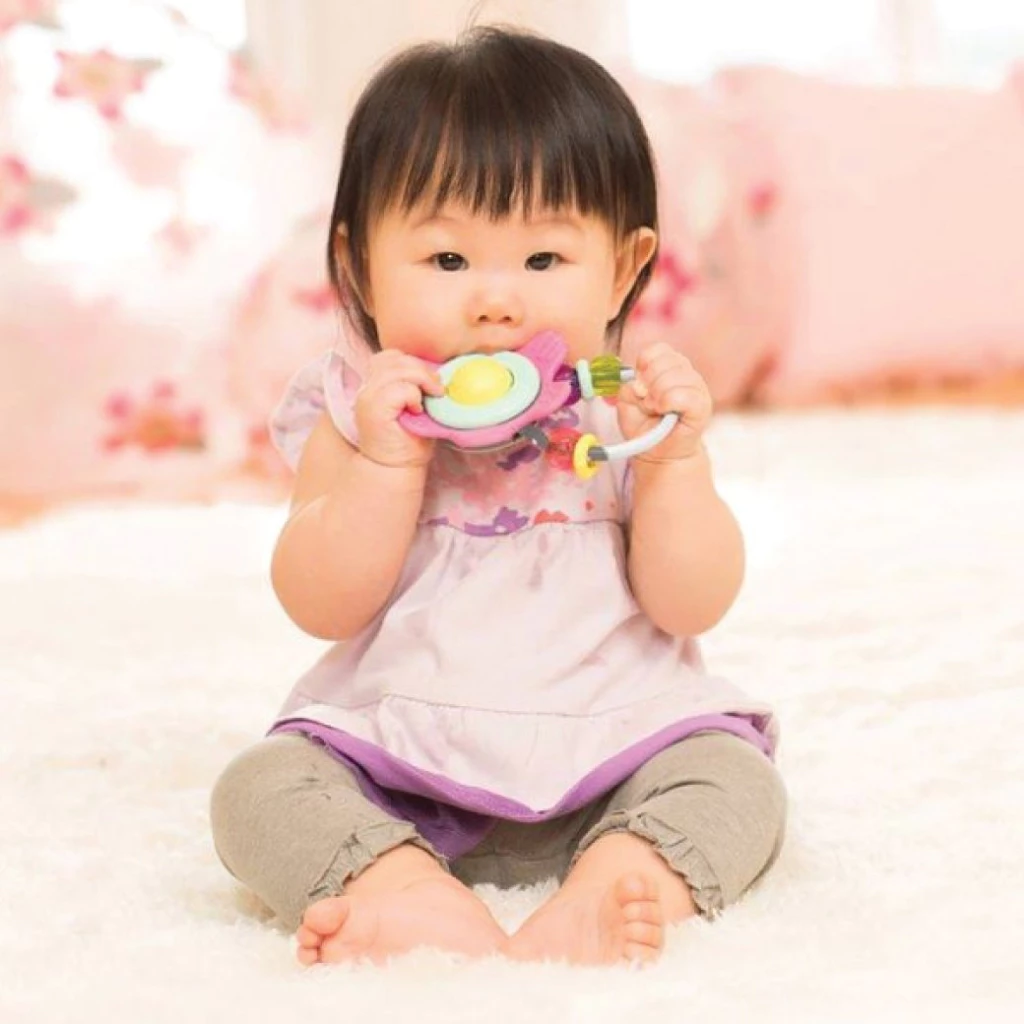 INFANTINO ของเล่นเสริมพัฒนาการยางกัดดอกไม้ Spin & Rattle Teether (0m+)