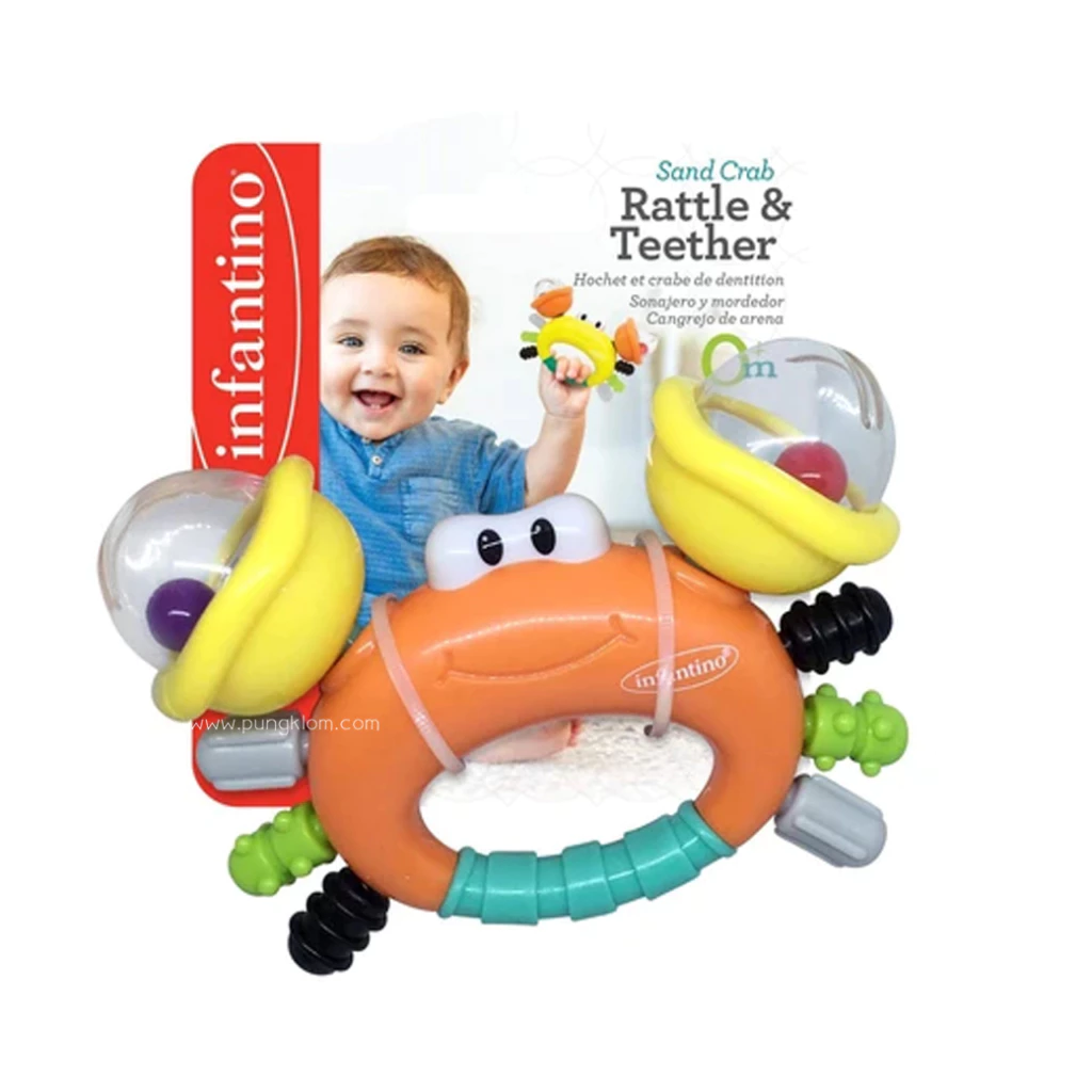 INFANTINO ของเล่นเสริมพัฒนาการ ของเล่นมีเสียง ปู RATTLE & TEETHER 0m+ (คละสี)