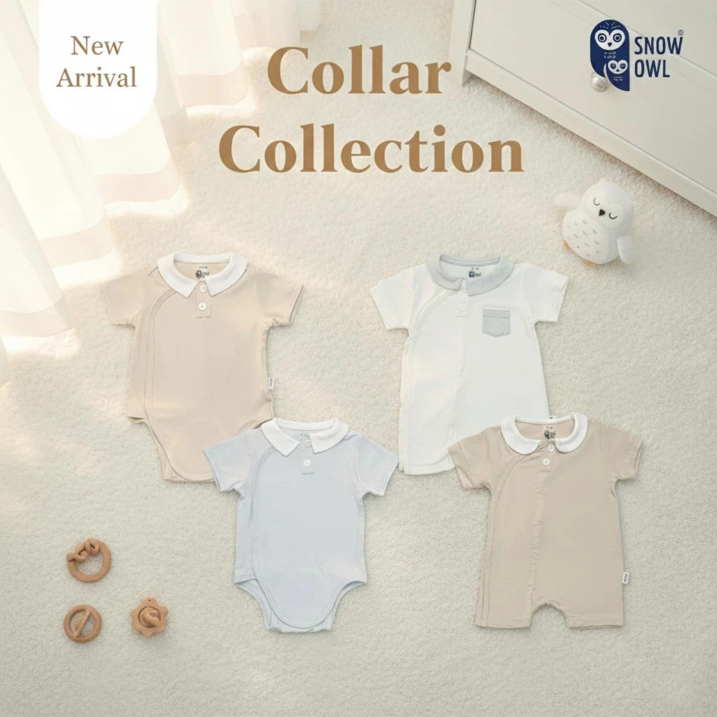 Snow Owl เสื้อผ้าเด็กแกิด ชุดบอดี้สูท Collar Collection ผ้าใยไผ่พรีเมี่ยม Original Magnetbric (0-6m)