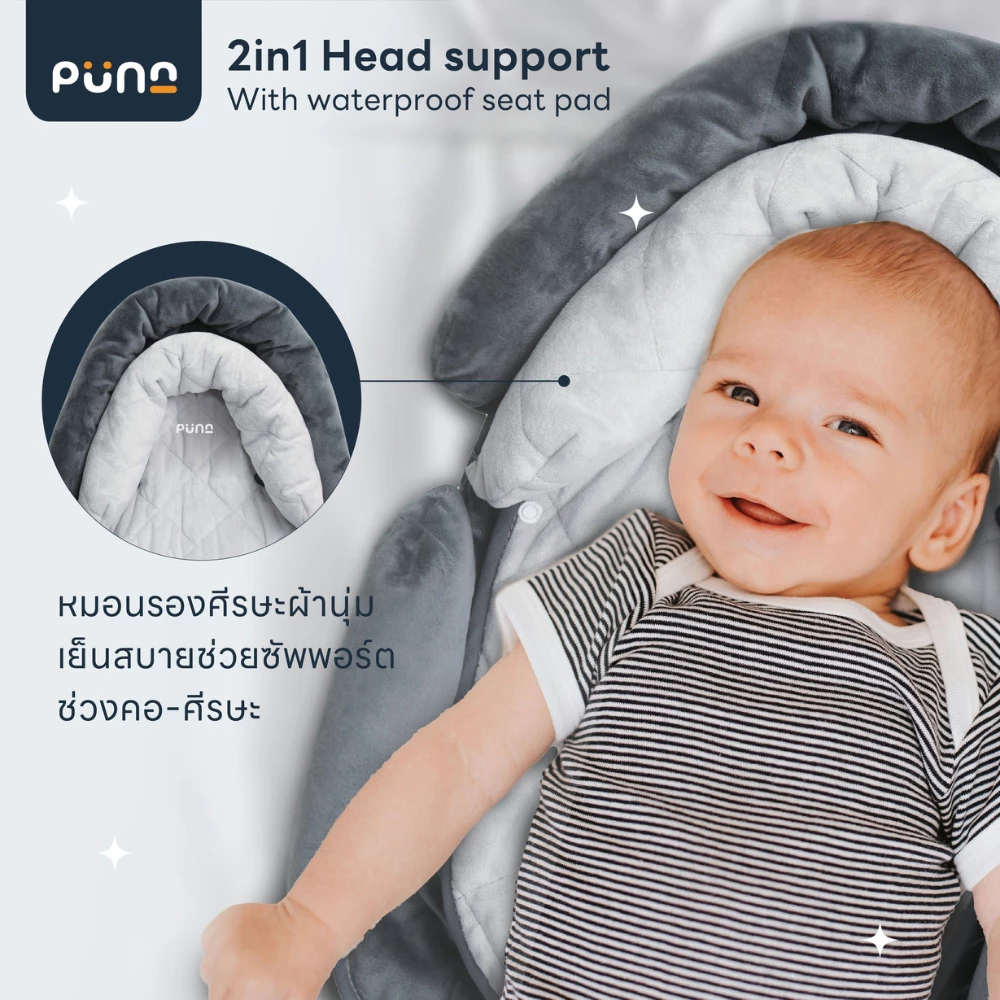 PUNA เบาะรองคาร์ซีท รถเข็น 2in1 Head Support พร้อมแผ่นรองกันน้ำ PUNA เบาะรองคาร์ซีท รถเข็น 2in1 Head Support พร้อมแผ่นรองกันน้ำ