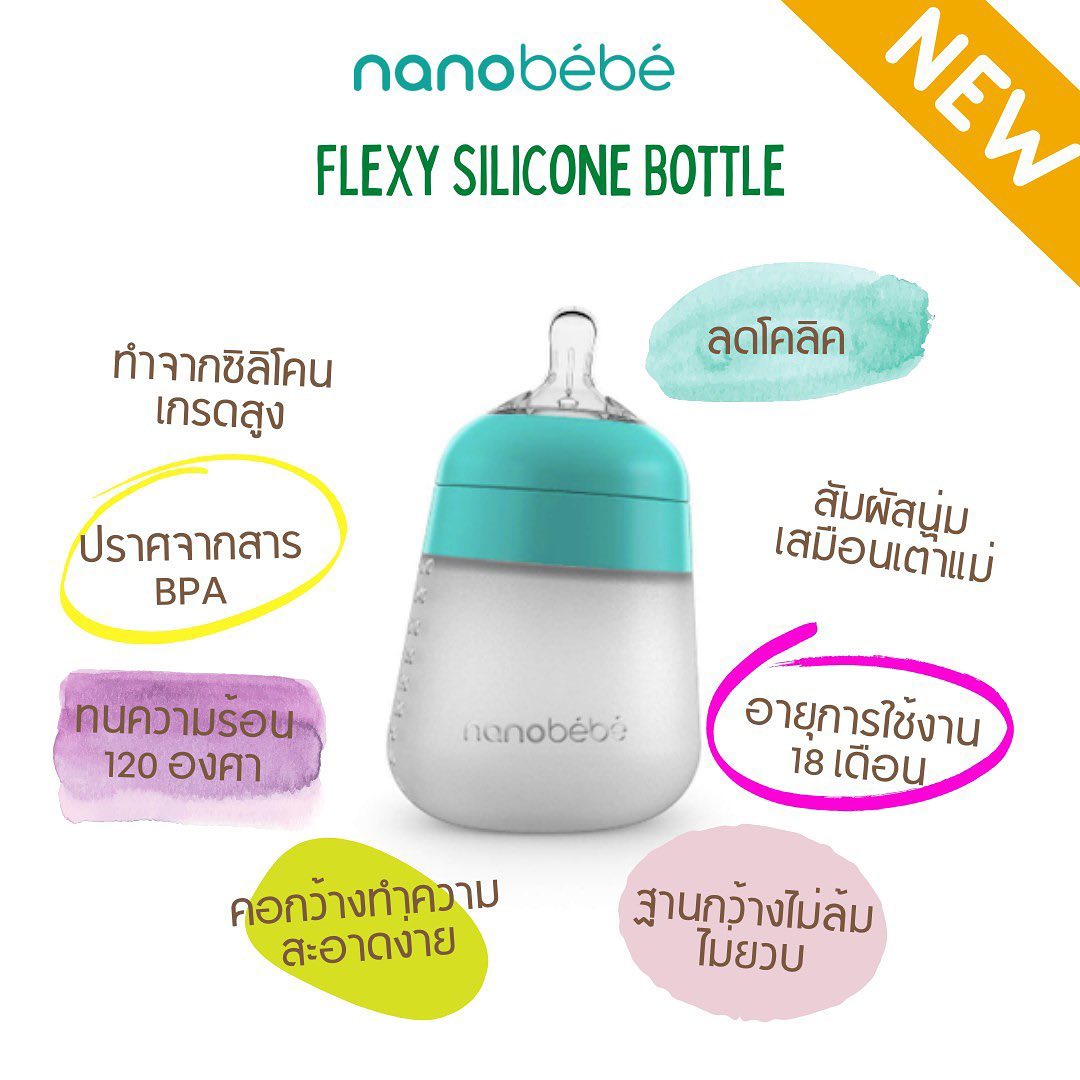 ขวดนมนาโนเบเบ้ รุ่นเฟลกซี่ ซิลิโคน ขนาด 9 ออน รายละเอียดสินค้า