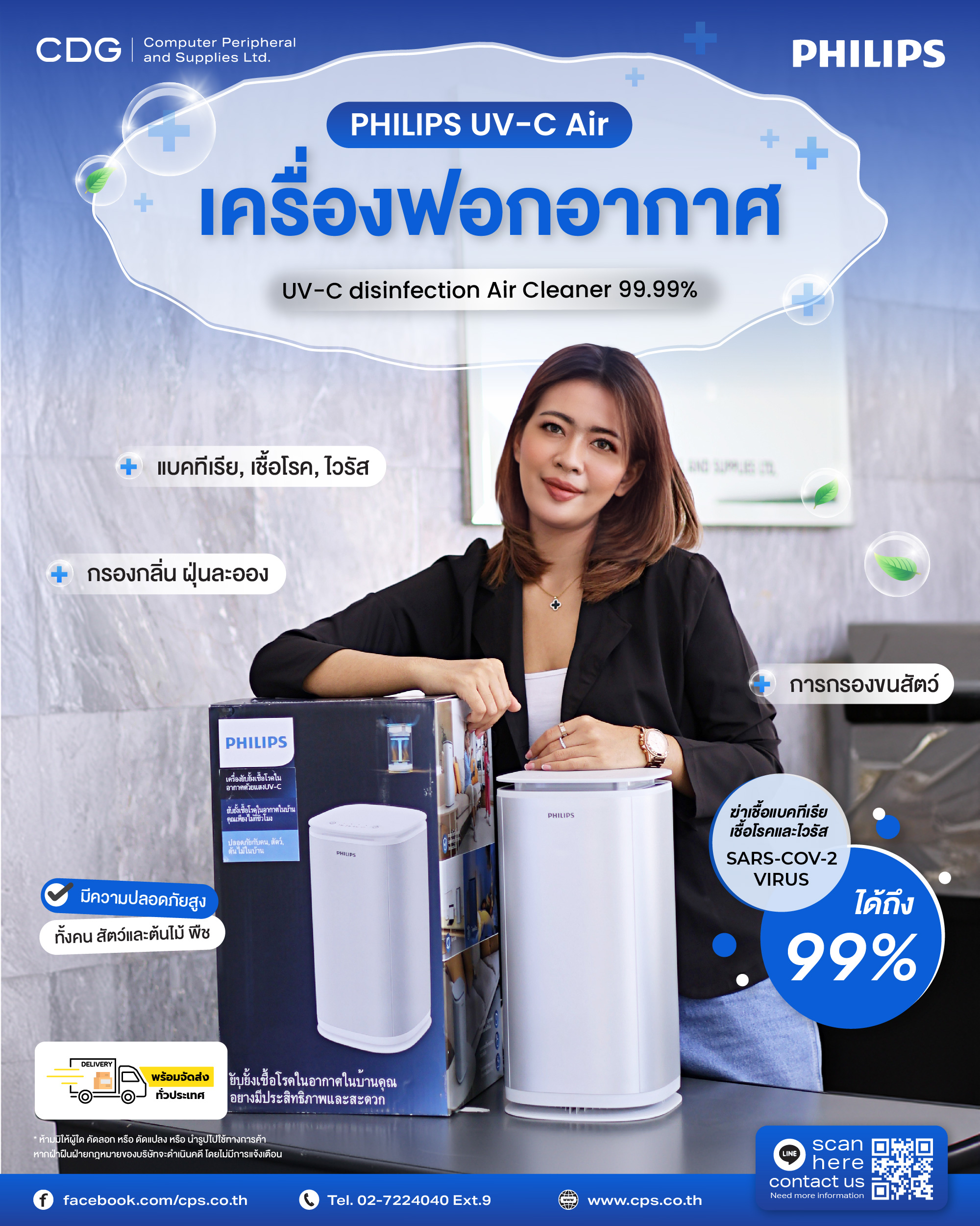 เครื่องฟอกอากาศฆ่าเชื้อ PHILIPS UV-C disinfection air cleaner TC TH