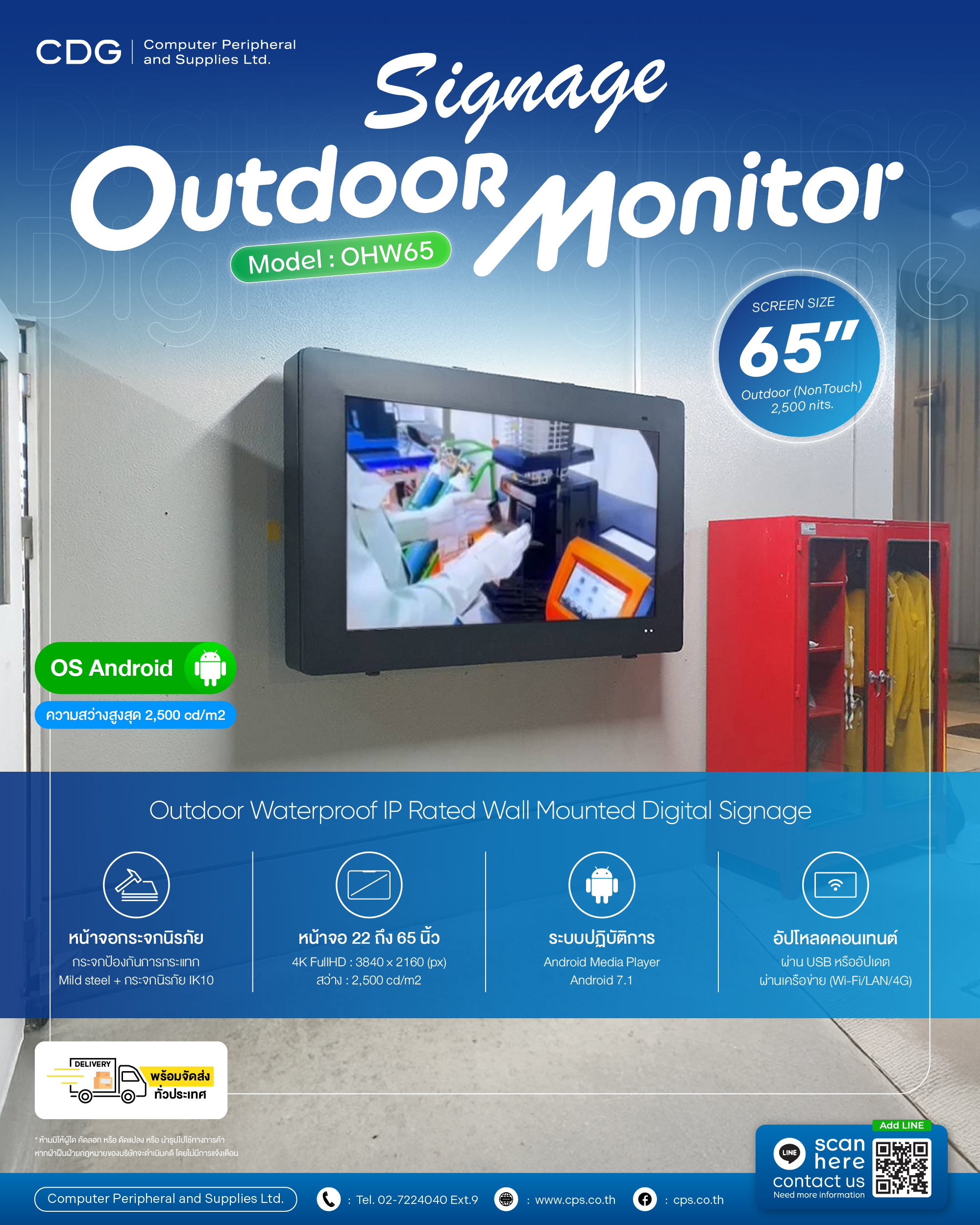 OHW65 Outdoor Digital Signage IP Rated Wall Mounted