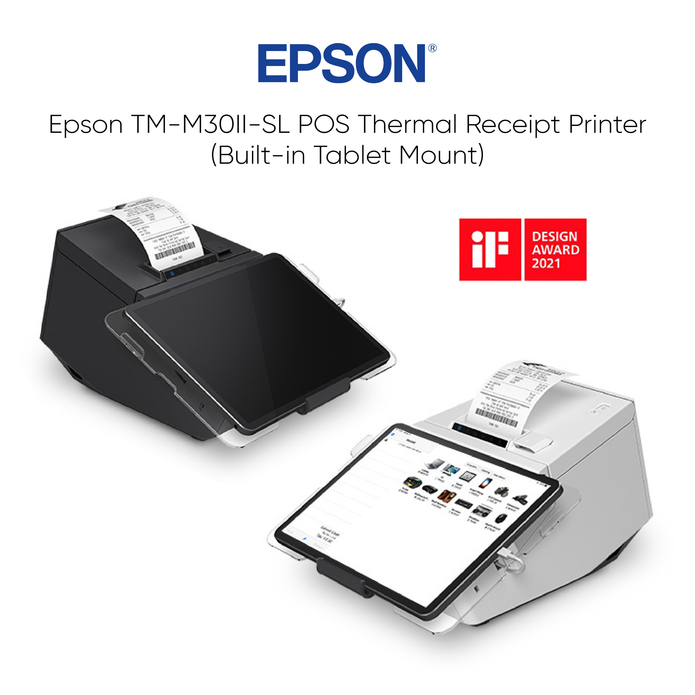 Epson TM-m30II-SL POS Thermal Receipt Printer (Built-in Tablet Mount)