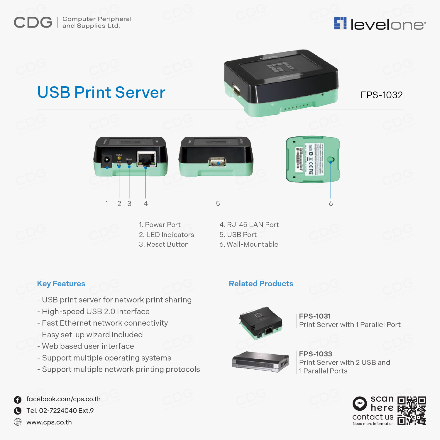 LevelOne FPS-1032 USB Print Server