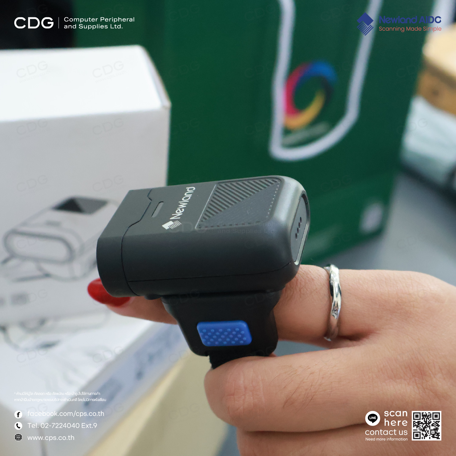 Newland NLS-BS20 Ring Scanner, Wearable Scanner 1D, 2D Cordless