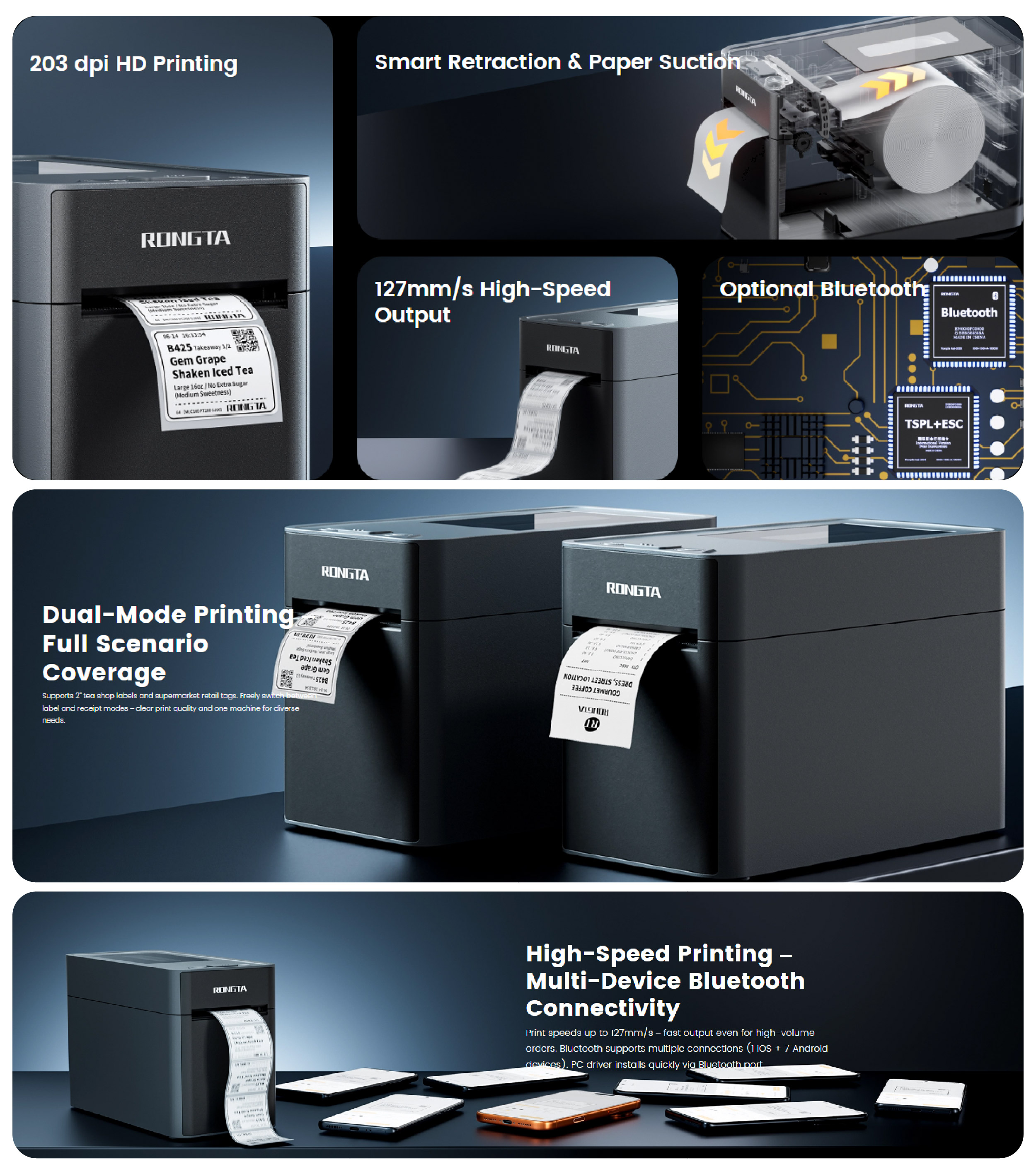 Rongta RP215 2-inch High performance Thermal Label Printer Rongta RP215 2-inch High performance Thermal Label Printer