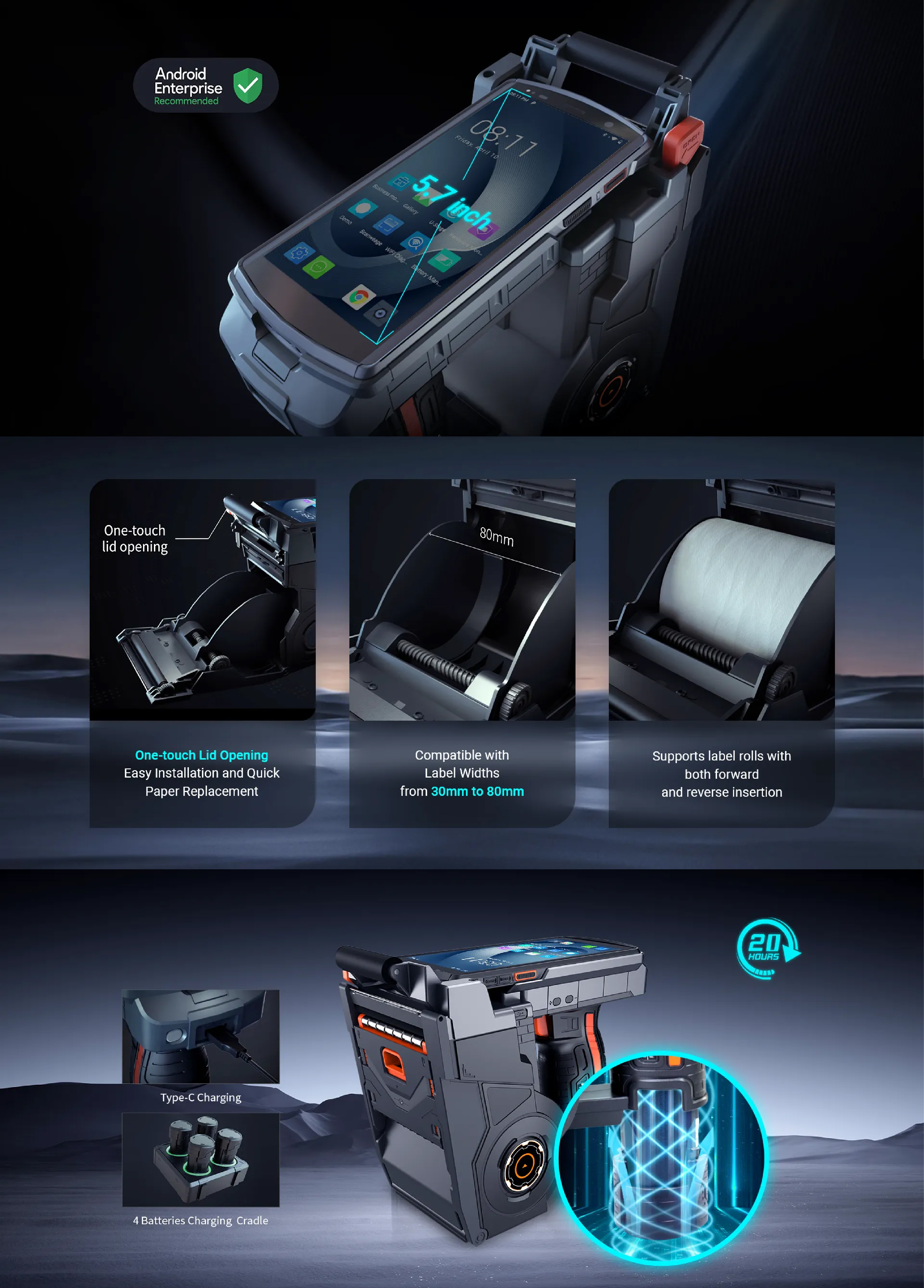 Urovo K388S Mobile Label Printer All-in-One, Scan, Print