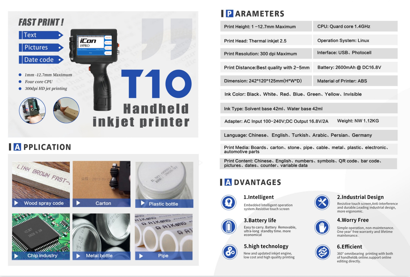 iCon i9PRO Handheld Inkjet Printer Coding Packaging