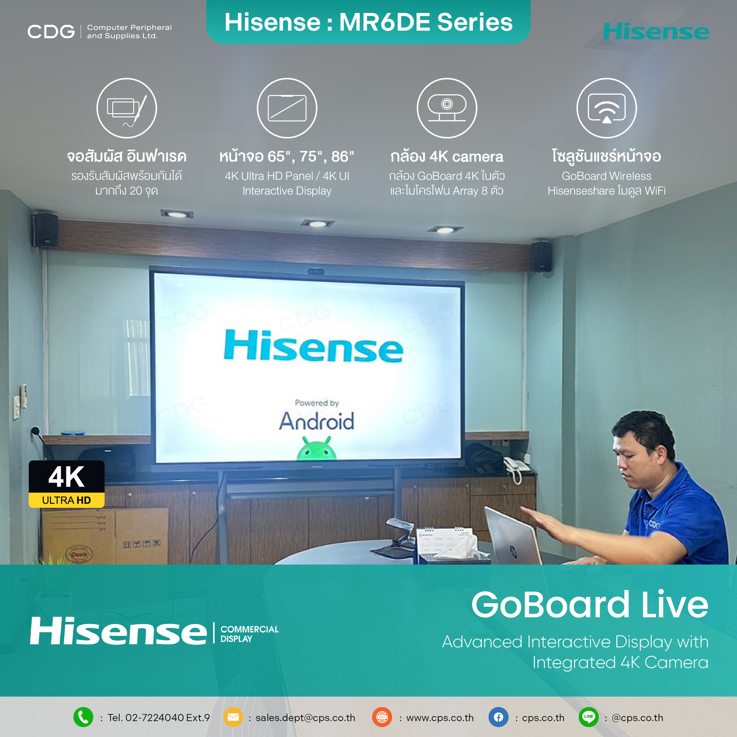 Hisense MR6DE GoBoard Live Interactive Display 4K Camera