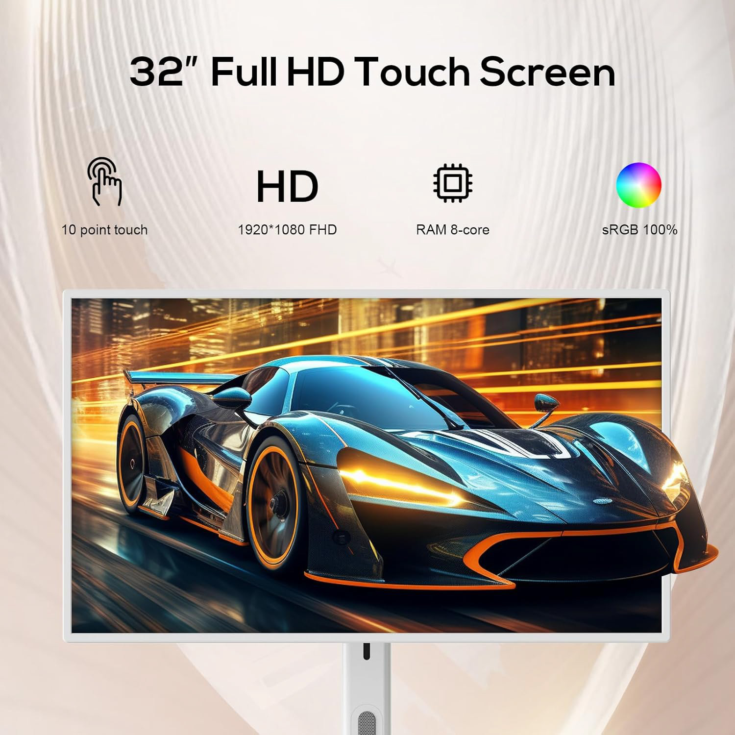 Hypersonic HL9200MDS 32-Inch 1080p Portable TV Monitor with Touch Screen ปรับหมุนได้ 90 องศา