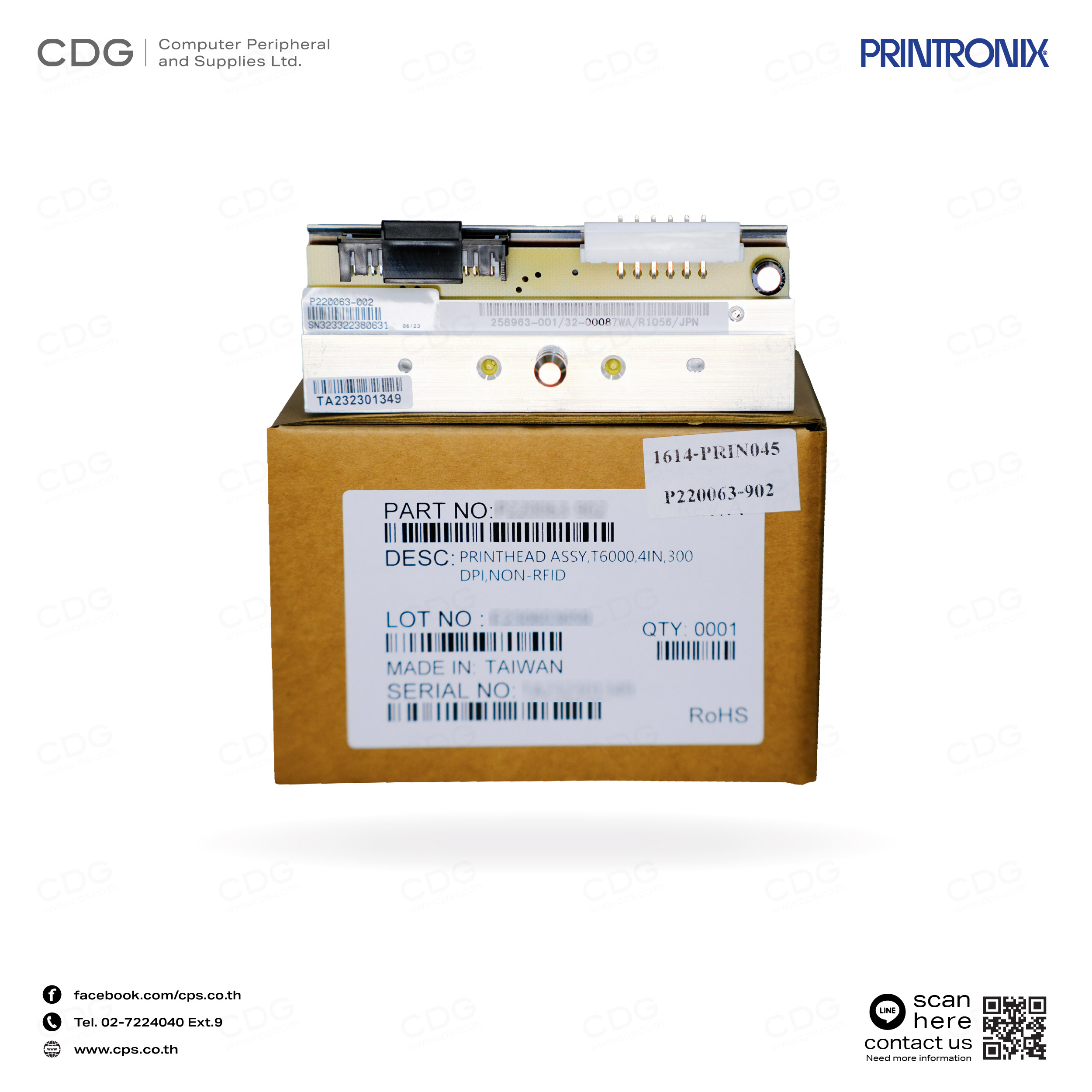 Print Head Printronix model T6304 (300DPI) 4 inches