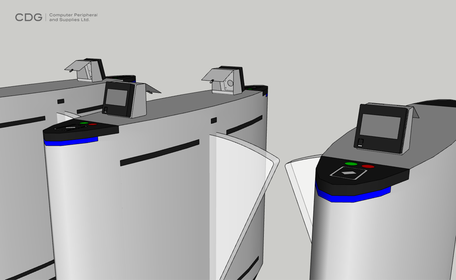 การออกแบบประตูเปิด-ปิด แบบปีกนก/ปีกผีเสื้อ พร้อมเครื่องสแกนใบหน้า