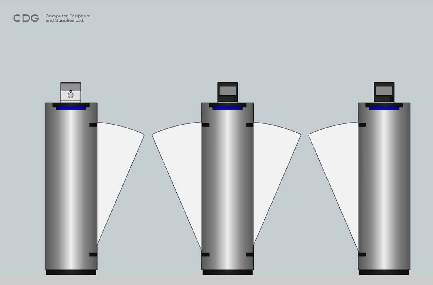 การออกแบบประตูเปิด-ปิด แบบปีกนก/ปีกผีเสื้อ พร้อมเครื่องสแกนใบหน้า