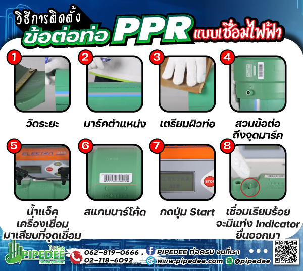 การติดตั้ง_ข้อต่อท่อพีพีอาร์_เชื่อมไฟฟ้า  การติดตั้ง_ข้อต่อท่อพีพีอาร์_เชื่อมไฟฟ้า