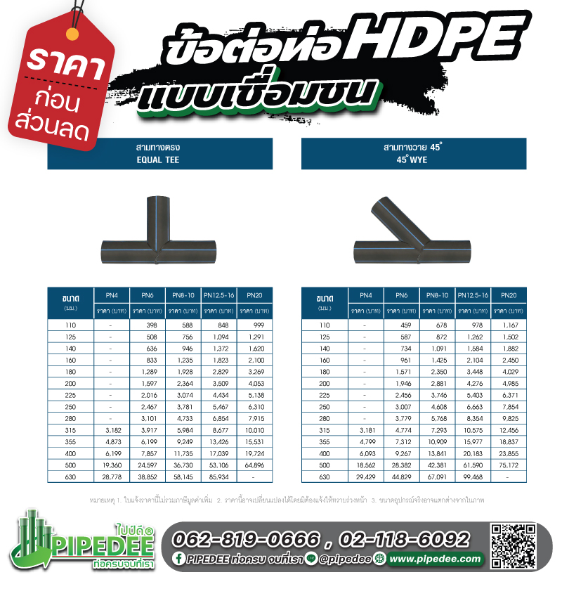 ราคาข้อต่อ ท่อHDPE แบบเชื่อมชน