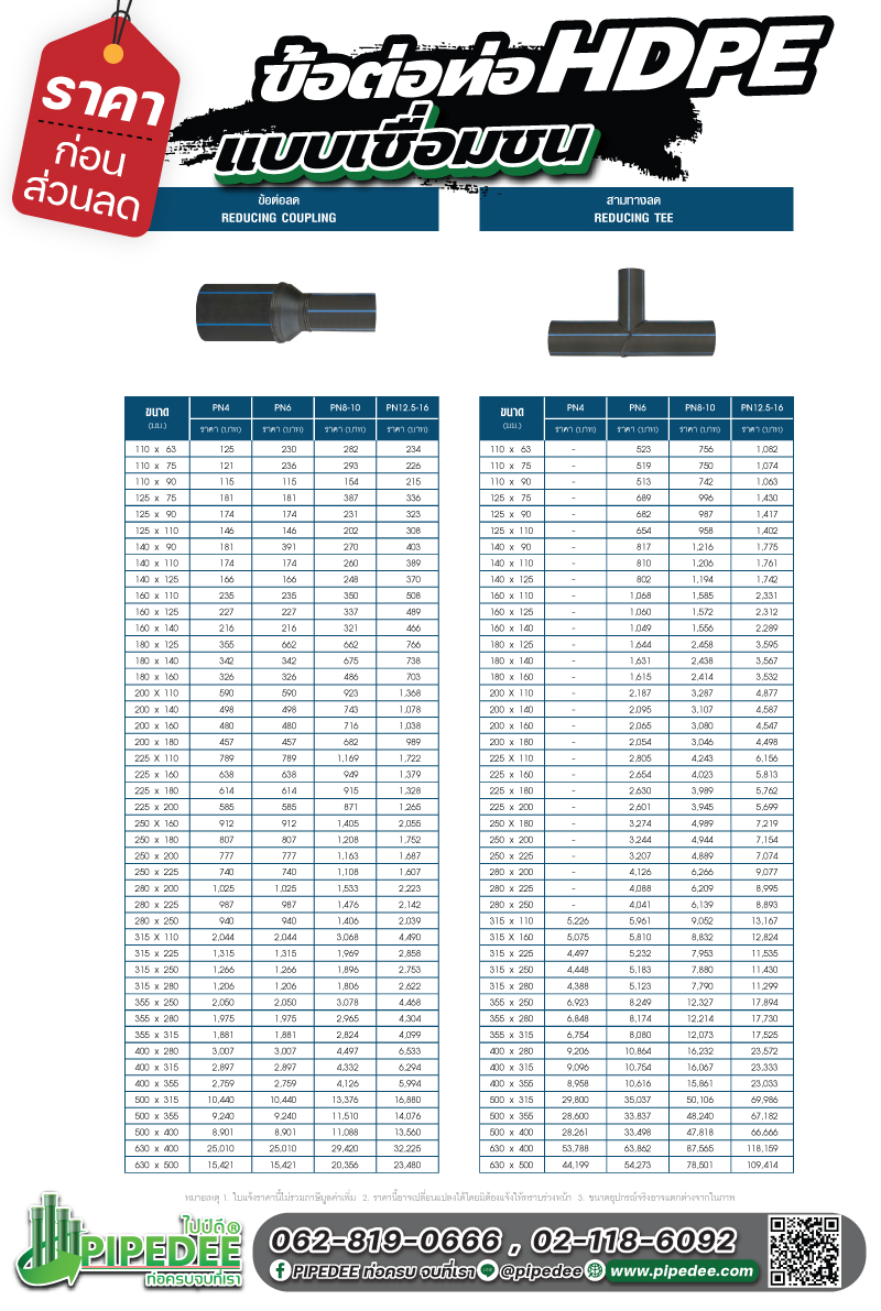 ราคาข้อต่อ ท่อHDPE แบบเชื่อมชน
