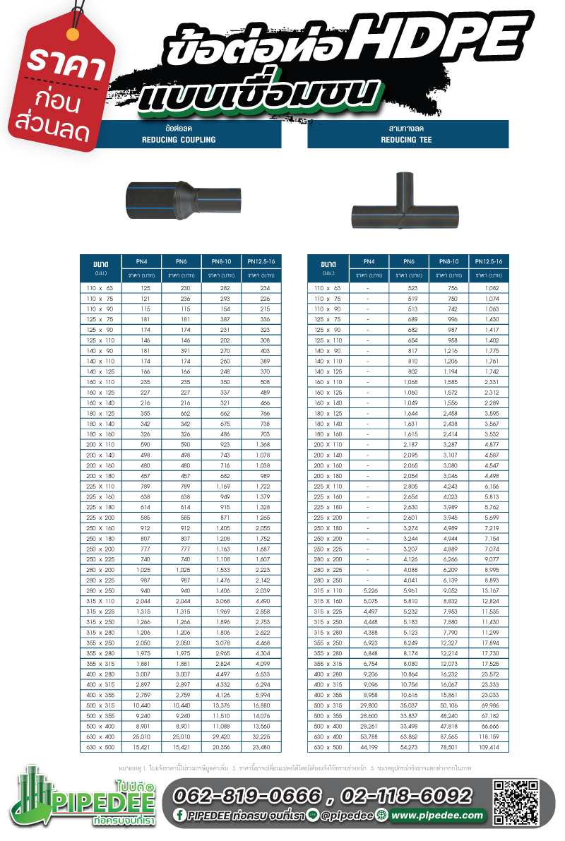 ราคาข้อต่อ ท่อHDPE แบบเชื่อมชน ราคาข้อต่อ ท่อHDPE แบบเชื่อมชน